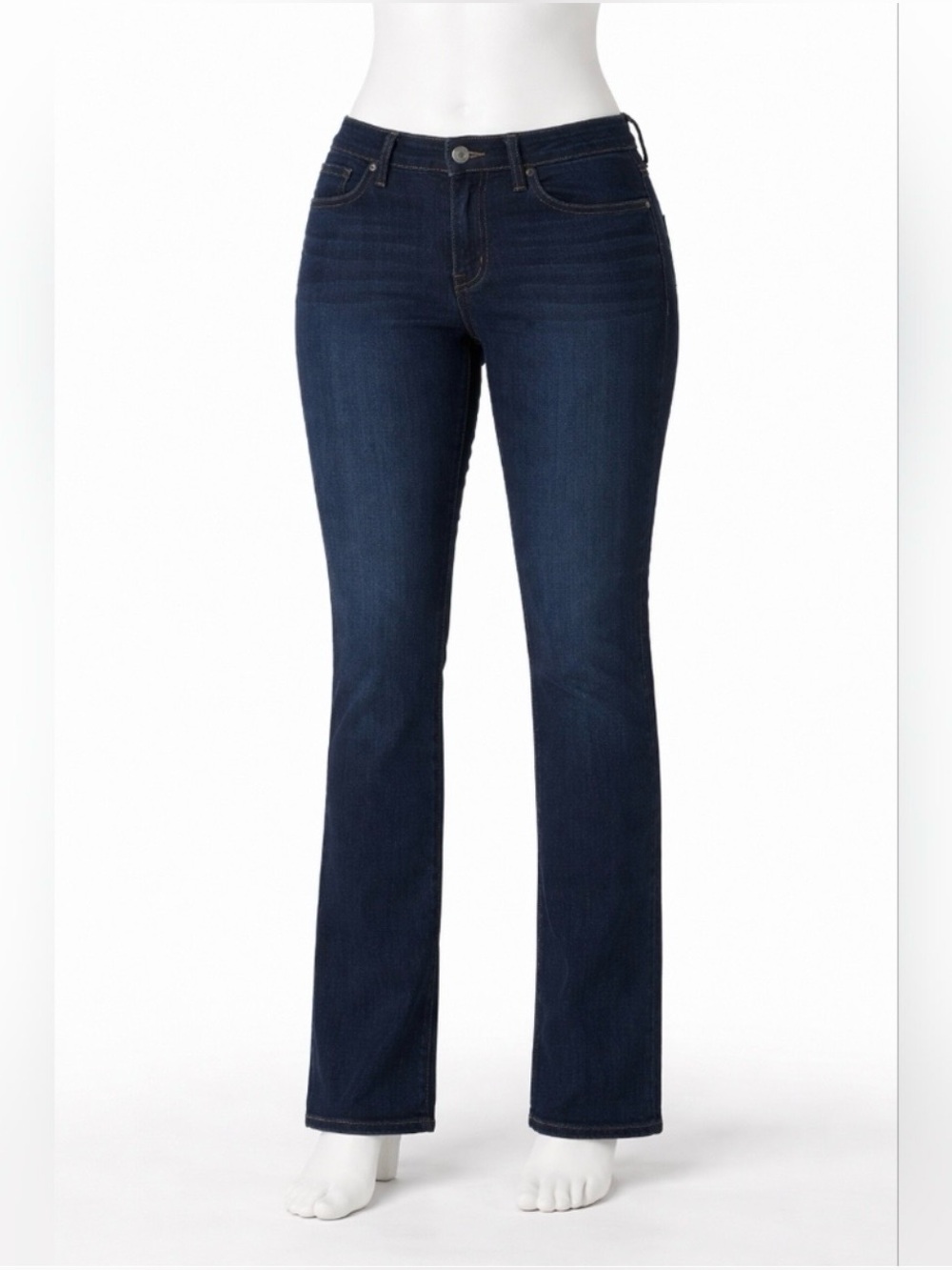 Old Navy Dark Blue Indigo Wash Mid Rise Power Slim Straight Jeans